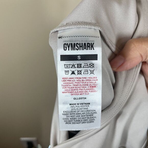 Gymshark Light Gray Leggings Workout Size Small Athleisure Stretchy Logo - Picture 4 of 9